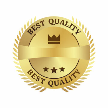 Gold Best Quality Badge with Crown and Laurel Wreath