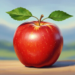 Realistic Red Apple on White Background