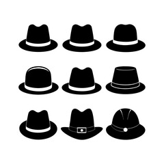 Collection of Fedora and Other Hat Silhouettes