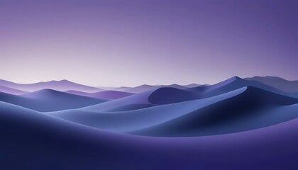 Serene landscape of rolling desert dunes bathed in soft, cool, ethereal purple and blue hues