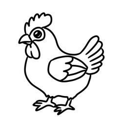 black and white illustration of a rooster