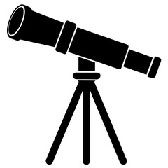 Telescope on stand black silhouette vector illustration