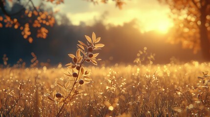Golden sunset over a meadow
