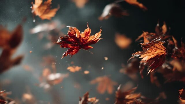 autumn falling maple leaves slow motion