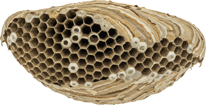 Detailed Close up of Abandoned Wasp Nest Honeycomb Structure Hexagonal Cells Nature Texture