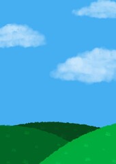 Fototapeta premium Field hill sky landscape illustration painting background