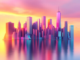 Fototapeta premium city skyline at sunset