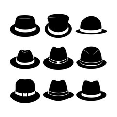 Collection of Fedora and Other Hat Silhouettes