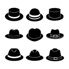 Collection of Fedora and Other Hat Silhouettes