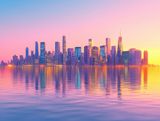 Obraz premium chicago skyline at sunset