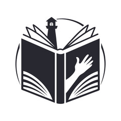 Open book icon, book education symbol isolated on transparent background