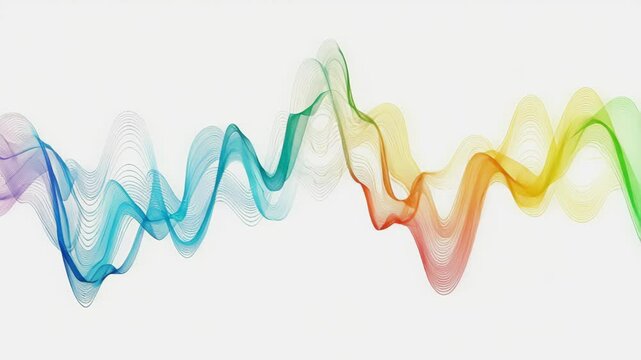 A colorful line design element on white background representing a finance stock candlestick chart, positive moving up and to the right, abstract solid, Generative AI Videos.