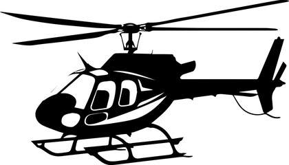 Helicopter Vector, Minimal Aircraft Icon Illustration