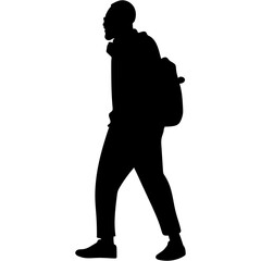 People Walking Silhouette. Silhouettes of moving people (crowd), isolated. Silhouettes of walking people.
