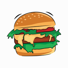 hamburger on white background