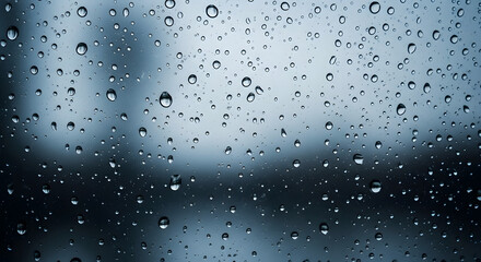Raindrops on glass. Abstract background. Close-up water drops on window. Rainy weather. Macro shot. Texture.
