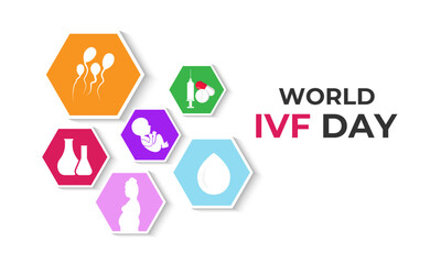 Obraz premium World IVF Day. Celebrate World IVF Day on July 25. Celebrating the Miracle of Life and the Science of Hope and in vitro fertilization in helping millions achieve parenthood. Banner social media design