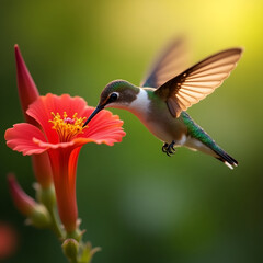Fototapeta premium hummingbird and flower