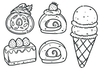 Cafe sweets menu lined hand drawing textured 