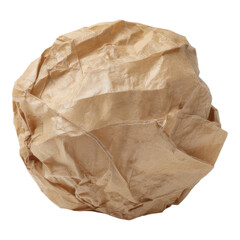 A crumpled ball of brown paper with visible creases and folds.