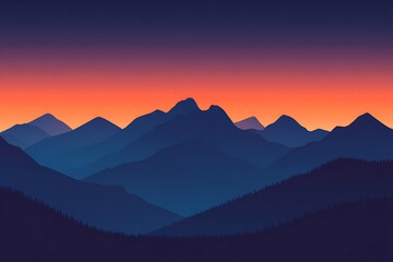 Mountain range against colorful sunset sky