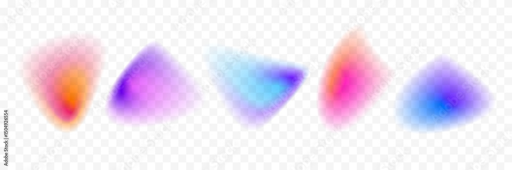 Aufkleber Abstract blurry gradient shape set. Pastel colored smooth liquid blob gradation collection. Y2K blur aura pack. Bright iridescent fluid bundle for collage, badge, sticker, template. Vector