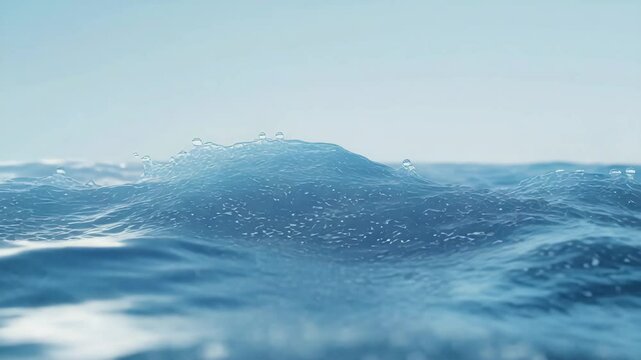A light blue sea background, waves and a drop of water from a dropper, Generative AI Videos. 