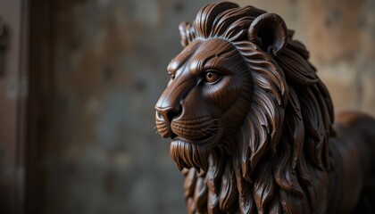 Obraz premium wooden sculpture of a lion