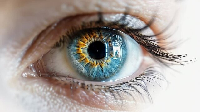 An eye with transparent tear, isolated white background, Generative AI Videos.