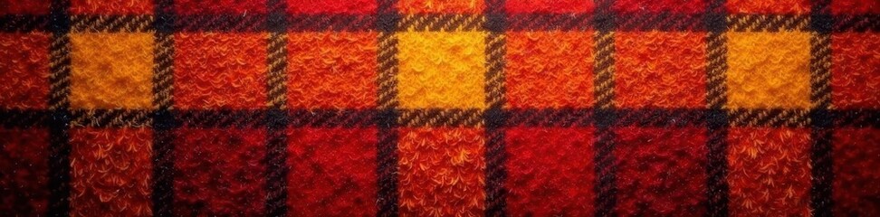 Warm autumnal plaid flannel texture Red, yellow, brown hues Cozy, rustic feel , brown, sweater