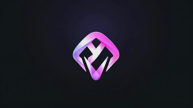 A clean and elegant logo, a dev company, logo should have a dark black background and feature light blue and light purple tones, Generative AI Videos.