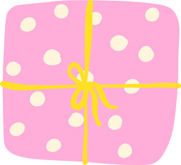 Pink Gift Box with Yellow Ribbon Illustration