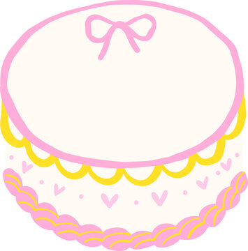 Vintage Pink Cake with Bow Doodle
