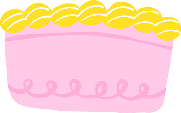 Stylized Pink Cake with Yellow Frosting
