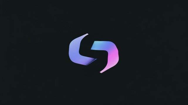 A clean and elegant logo, a dev company, logo should have a dark black background and feature light blue and light purple tones, Generative AI Videos.