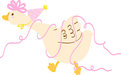 Cute Girly Goose Birthday Holding Gifts Doodle