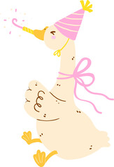 Cute Happy Girly Goose Birthday Running Doodle