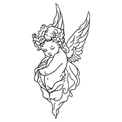cute cupid figure outline art