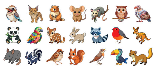 Obraz premium Collection of Cute Cartoon Animals