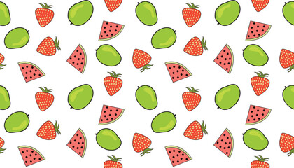 fruits seamless pattern background, vector repeated pattern of fruits