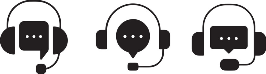  headphone, chat bubble, minimalist, black and white, simple, geometric, digital, clean, modern, minimal, line art