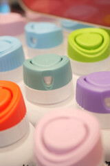 Colorful bottle caps arranged in an appealing display