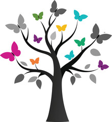 Obraz premium Colorful Tree Silhouette Vector Set on Abstract, Seasonal, and Conceptual Nature Designs