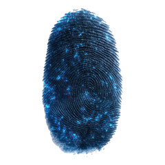 Detailed fingerprint with highlighted ridge patterns in blue.
