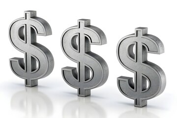Obraz premium Three-dimensional golden dollar symbol illustration on a white background, perfect for finance and investment concepts