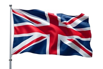 Fototapeta premium Waving national British Union Jack flag of the United Kingdom, a patriotic symbol for Great Britain and England