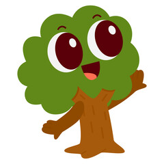 Retro Tree Character Illustration