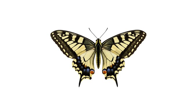 butterfly grey brown wings on white background detailed - Powered by Adobe