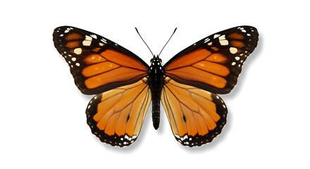 Fototapeta premium butterfly orange wings on white background detailed 