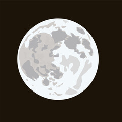 Realistic Full Moon on Dark Background